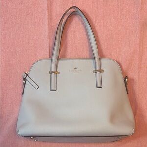 kate spade Cream Satchel Handbag with Structured Shape and Textured Surface